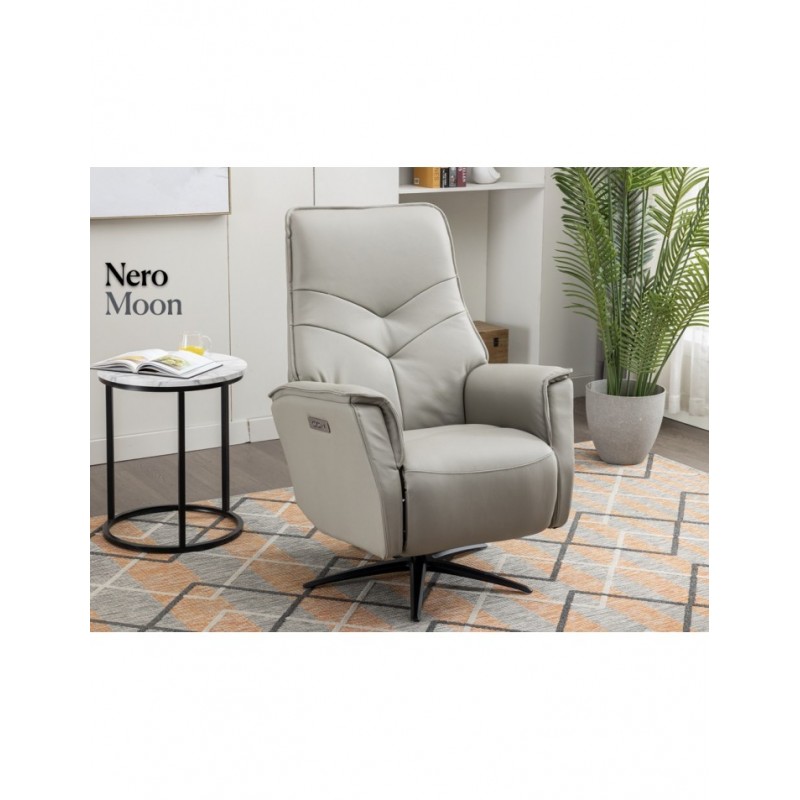 AM Nero Swivel Electric Chair Dual Motor Moon Leather